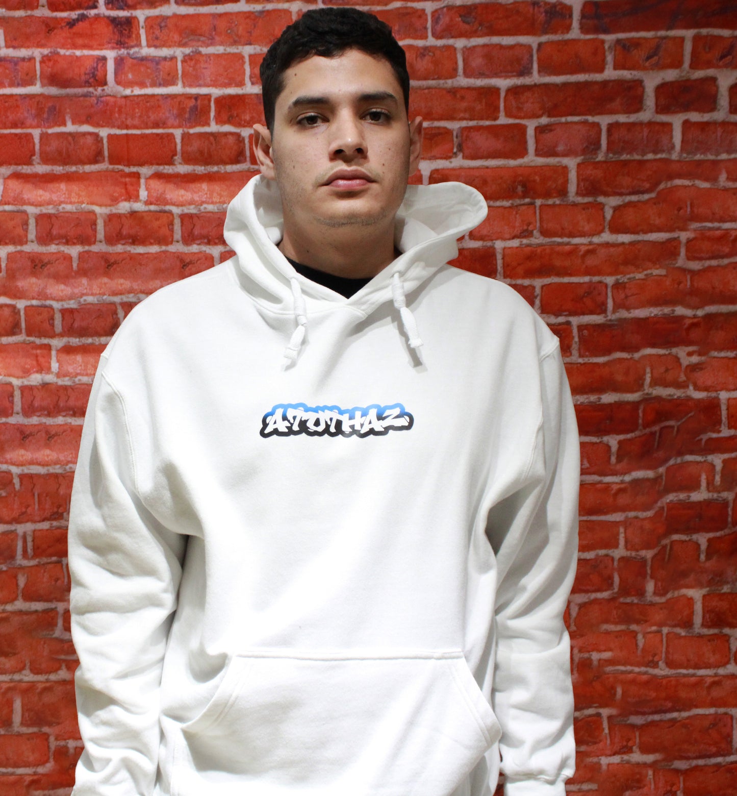 A to tha Z® Graffiti Box Logo - Cream White Hoodie